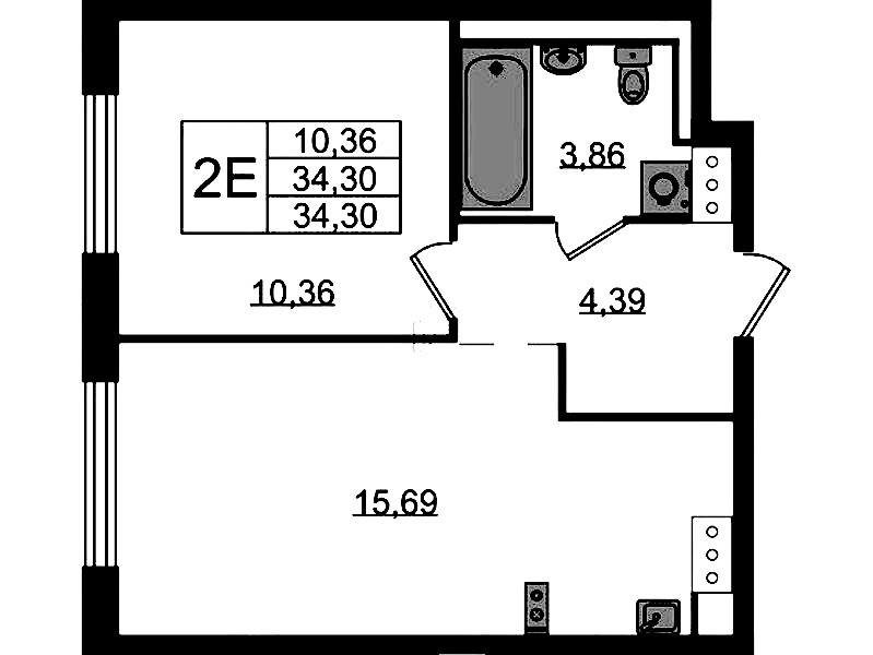 1-комнатная квартира 34.3 м², 6/13 эт., ЖК «Квартал Торики»
